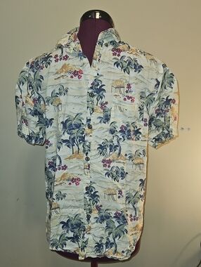 Alexander Julian White Hawaiian Print Short-Sleeve Button-Down Shirt